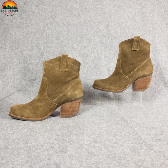 Matisse Galveston Ankle Booties Tan Suede Countrycore Cuban Heel Women's Size 8M - Picture 4 of 9